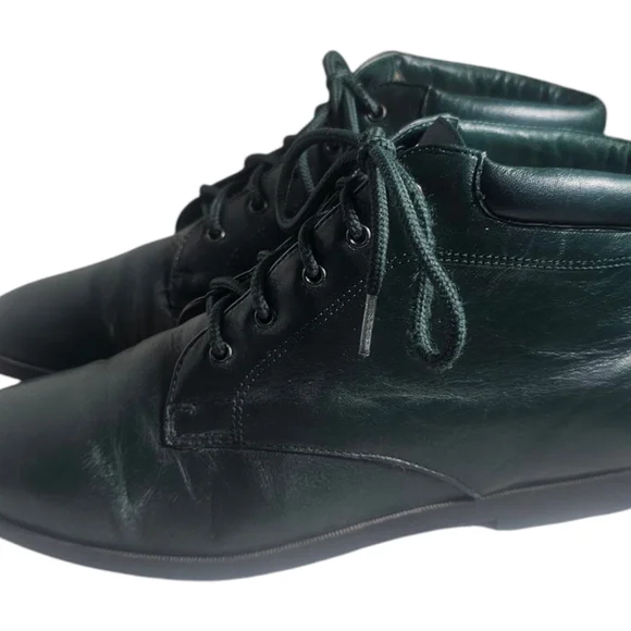 Danexx Green Leather Lace-Up Flat Ankle Boots Size 8.5 D Austin 4 - Picture 4 of 9